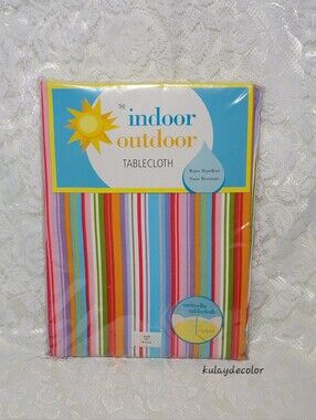 Vintage Indoor Outdoor 70” Round Tablecloth Water Repellent Stain Resistant NIP